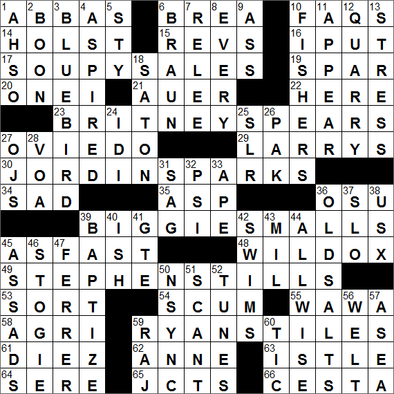 Stock of songs crossword clue