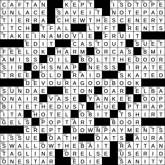 cover-up crossword clue LAXCrossword.com